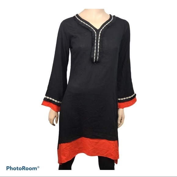 Anthropologie NEERU KUMAR Women's Size Small Black Frilled Long Sleeved … - Picture 1 of 15